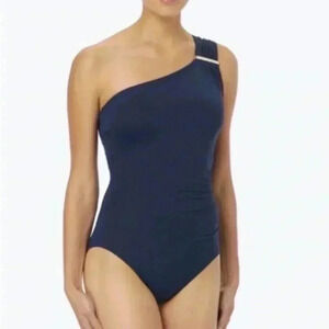 Michael Kohrs one peice one shoulder grey swimsuit